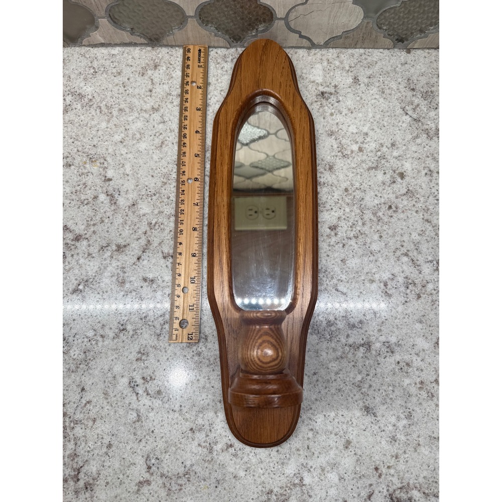Home Interiors & Gifts Vintage Wood Mirror Wall Sconce Candle Holder Made in USA